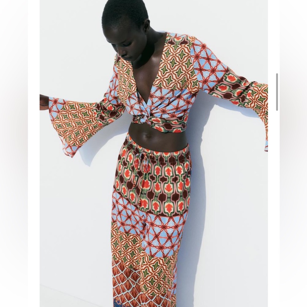 Zara 2pc Co Ord Printed Set Sole Medium NWOT - Picture 4 of 11